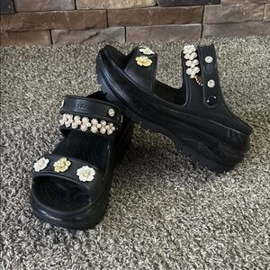 Black Women's Croc Chunky Wedges